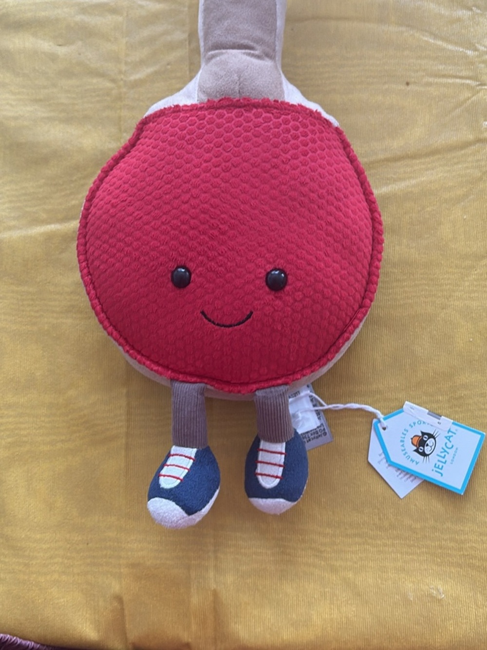 Jellycat Red Round Ping-Pong Paddle Plush Toy - Smiley Face